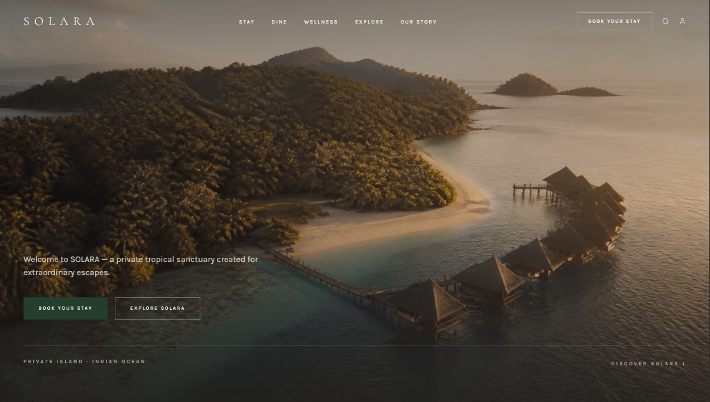 SOLARA Luxury Resort Website